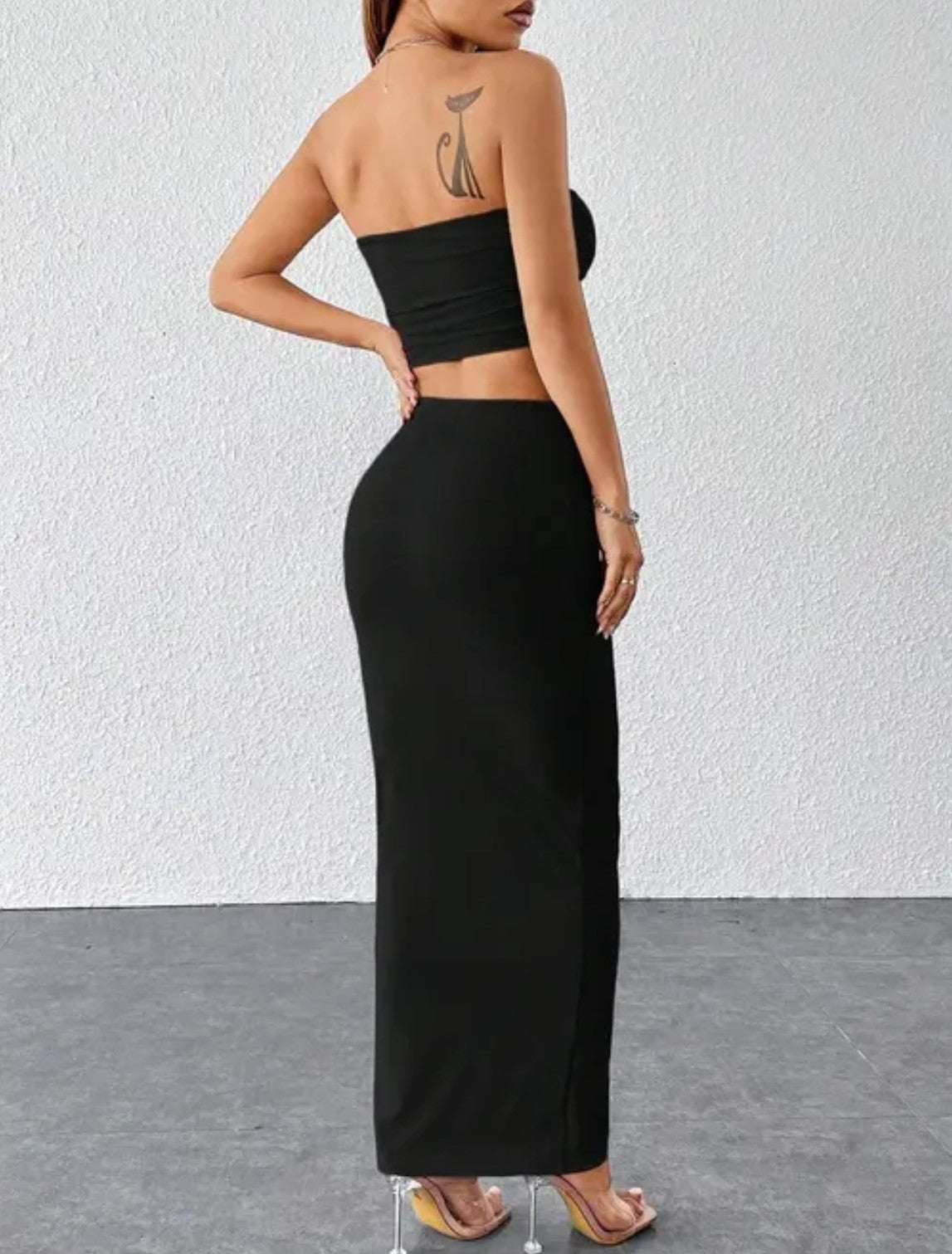 Strapless Bandeu top & high waist Maxi skirt CO-ORD SET