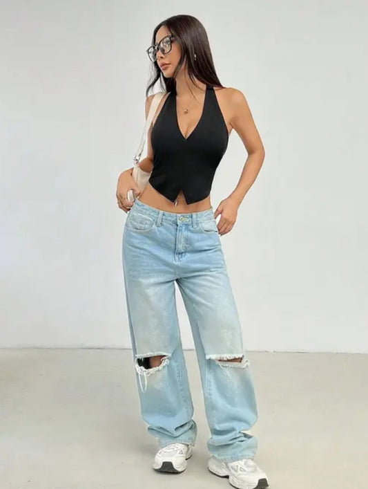 Black halter top