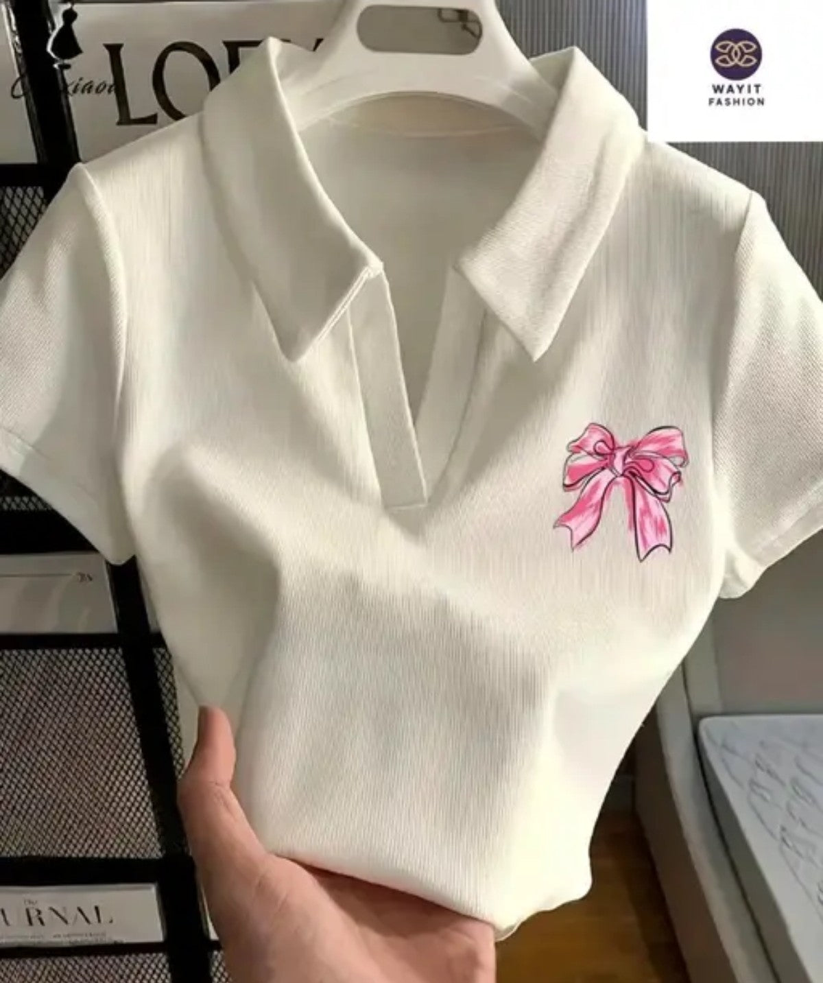 White bow tee